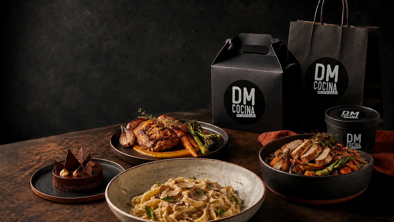 Platos gourmet de DM Cocina con packaging de precisión