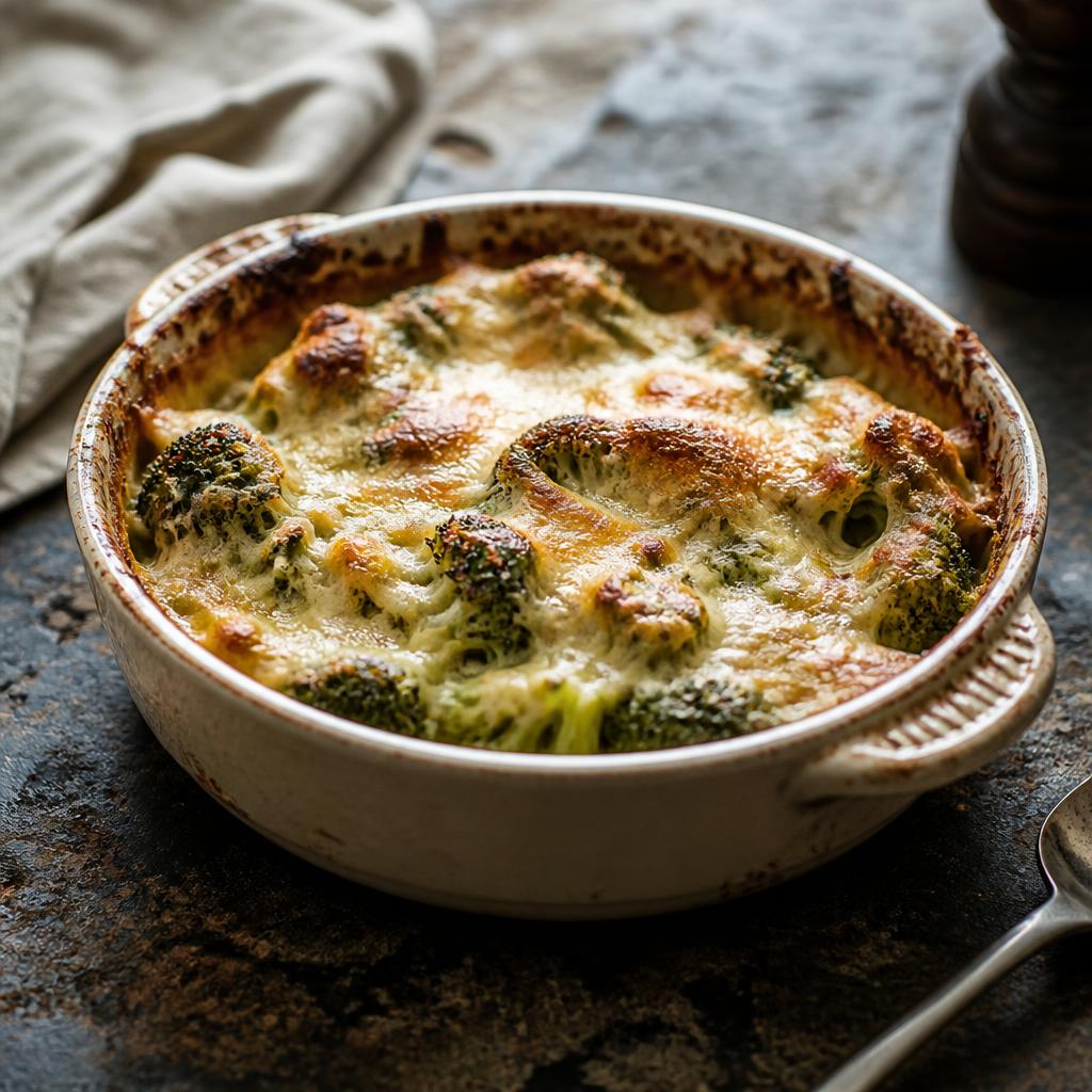 Brócoli gratinado con quesos